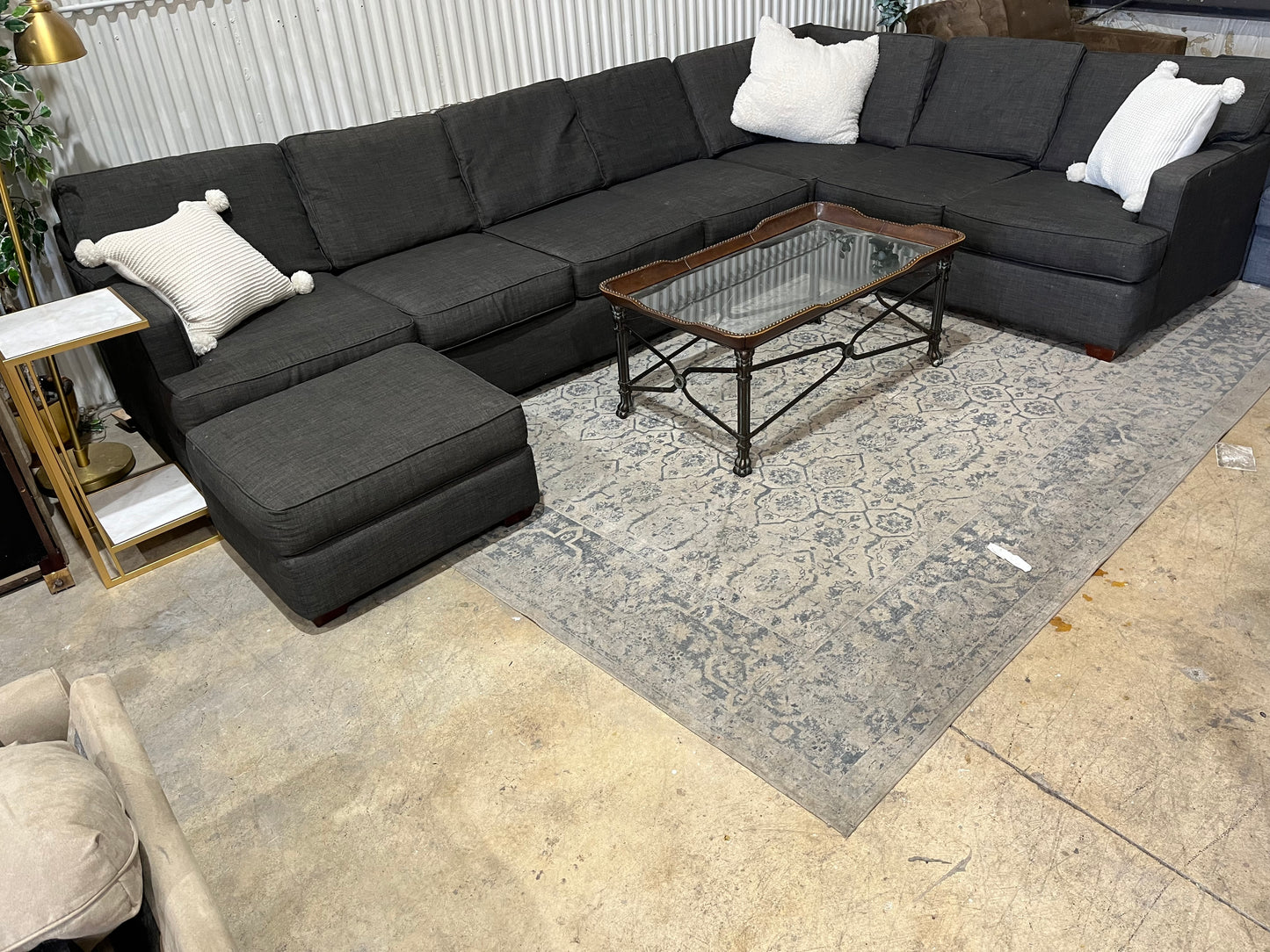 Corner Sectional Sofa Couch - 4pcs - Ottoman/Chaise - Walter E. Smithe Brand