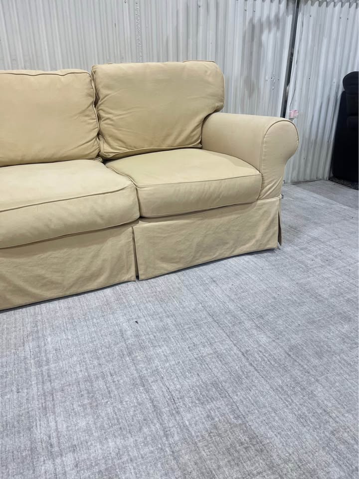 Pale Yellow Slip Cover Couch - Washable