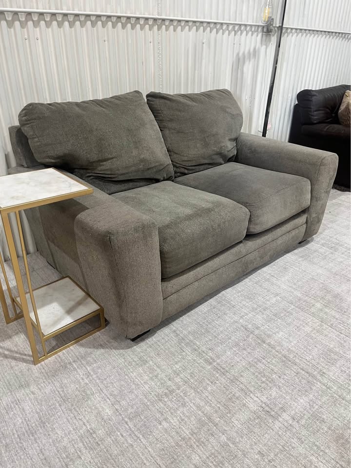 Deep Seat Grey Apartment Sized Sofa Love Seat