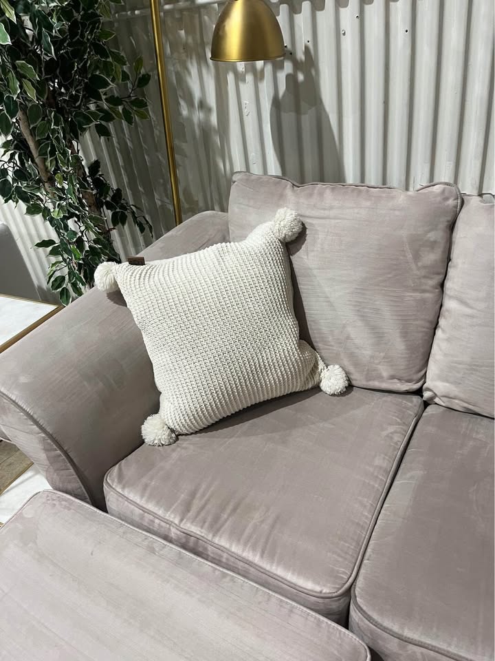 Grey MIcrofiber Love Seat With Ottoman