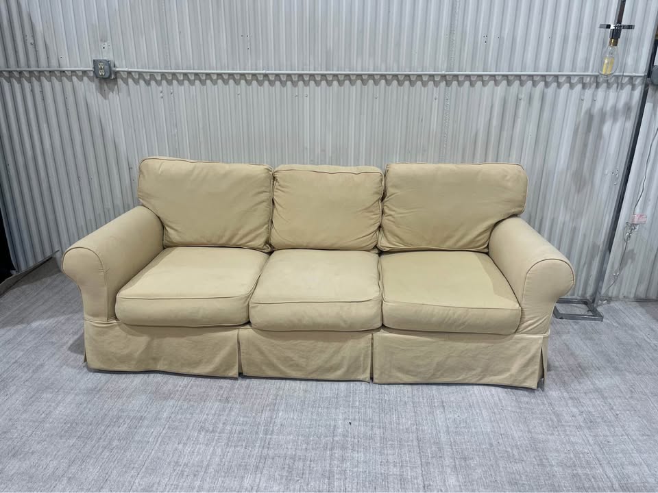 Pale Yellow Slip Cover Couch - Washable