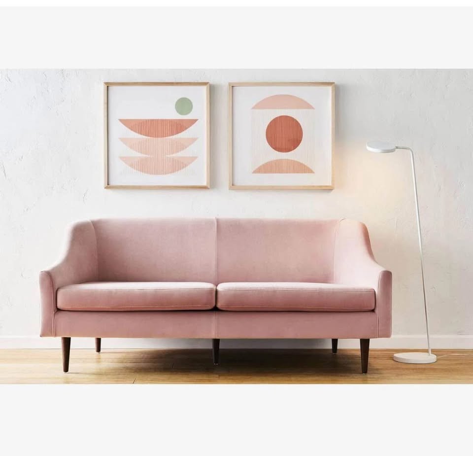 Brand New Pink Velvet Sofa Loveseat