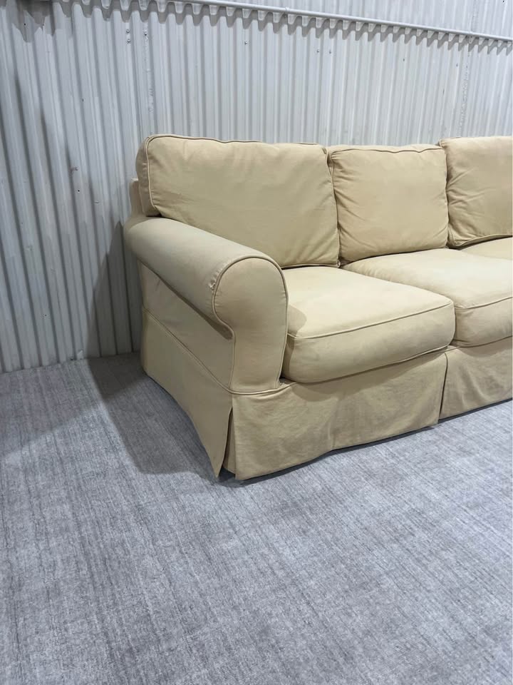 Pale Yellow Slip Cover Couch - Washable