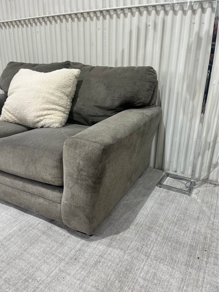Deep Seat Grey Apartment Sized Sofa Love Seat