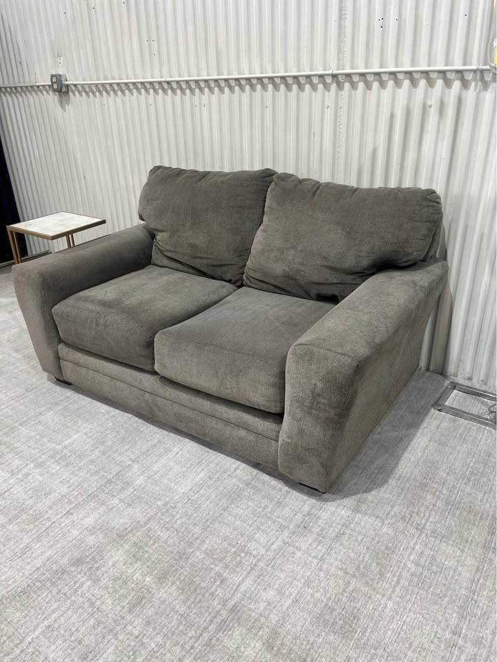 Deep Seat Grey Apartment Sized Sofa Love Seat