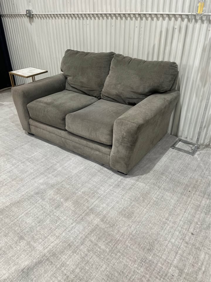 Deep Seat Grey Apartment Sized Sofa Love Seat