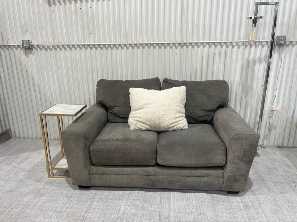 Deep Seat Grey Apartment Sized Sofa Love Seat