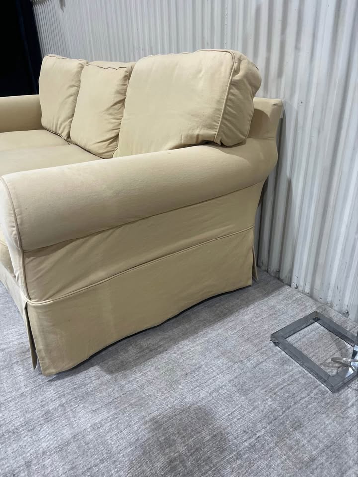 Pale Yellow Slip Cover Couch - Washable