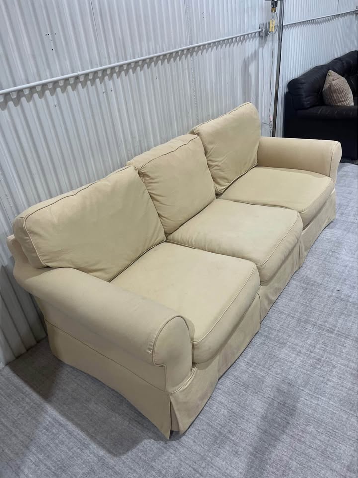 Pale Yellow Slip Cover Couch - Washable