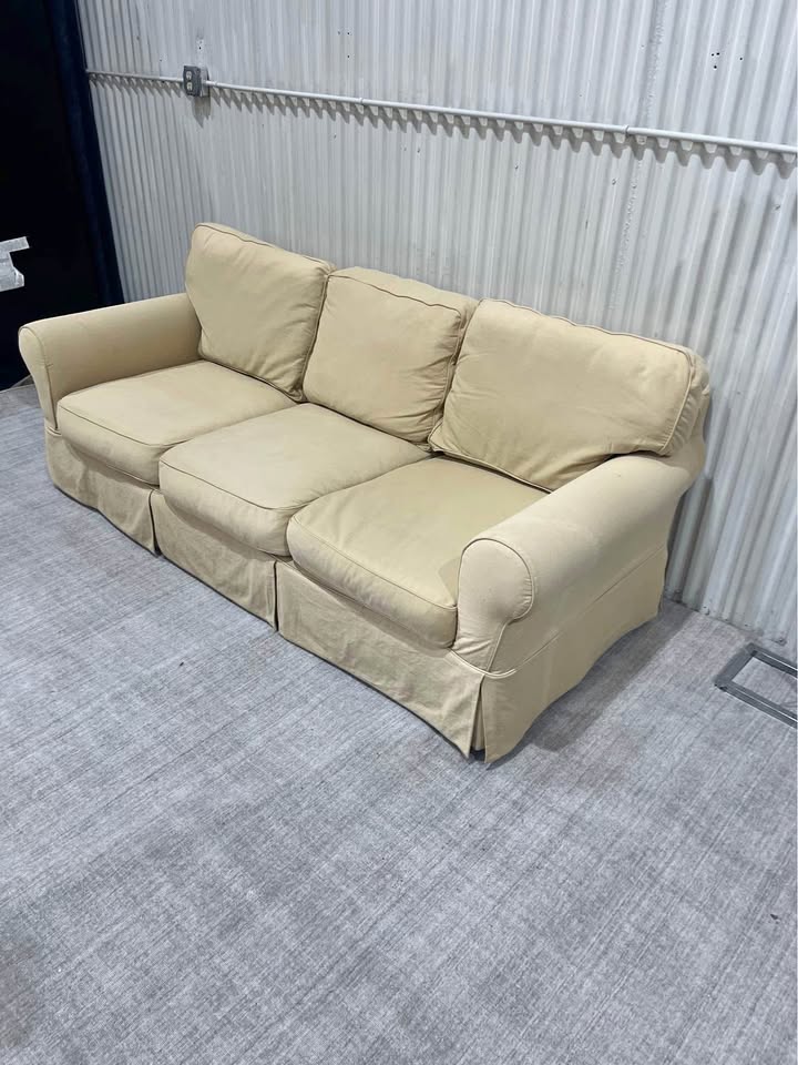 Pale Yellow Slip Cover Couch - Washable