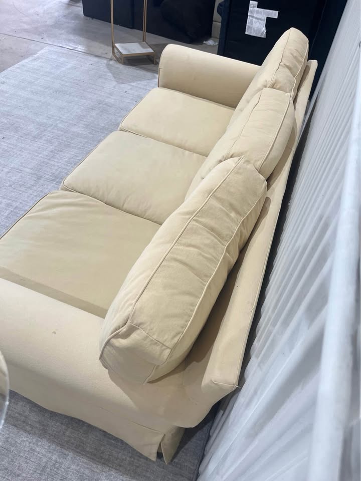 Pale Yellow Slip Cover Couch - Washable