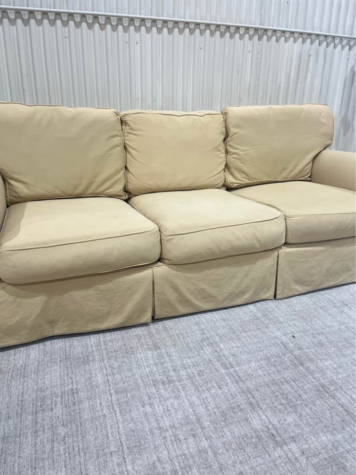 Pale Yellow Slip Cover Couch - Washable