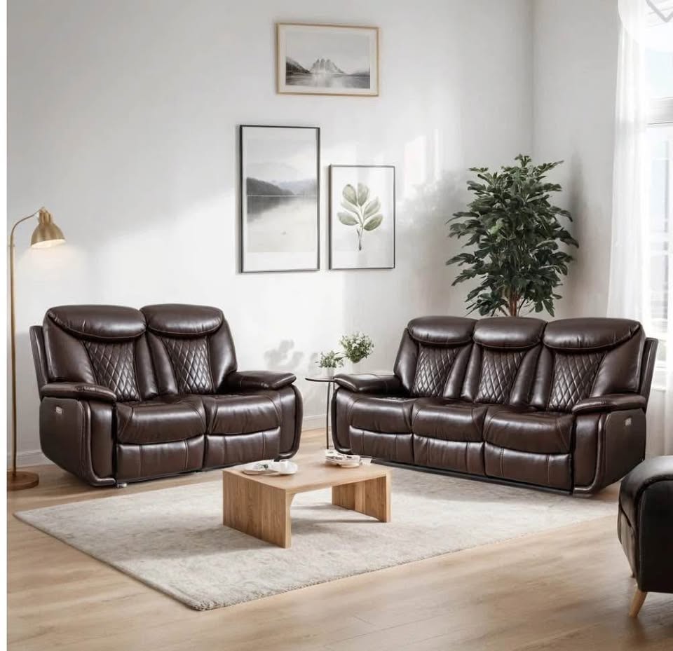 New Open Box 3 Piece Power Living Room Leather Recliner Set