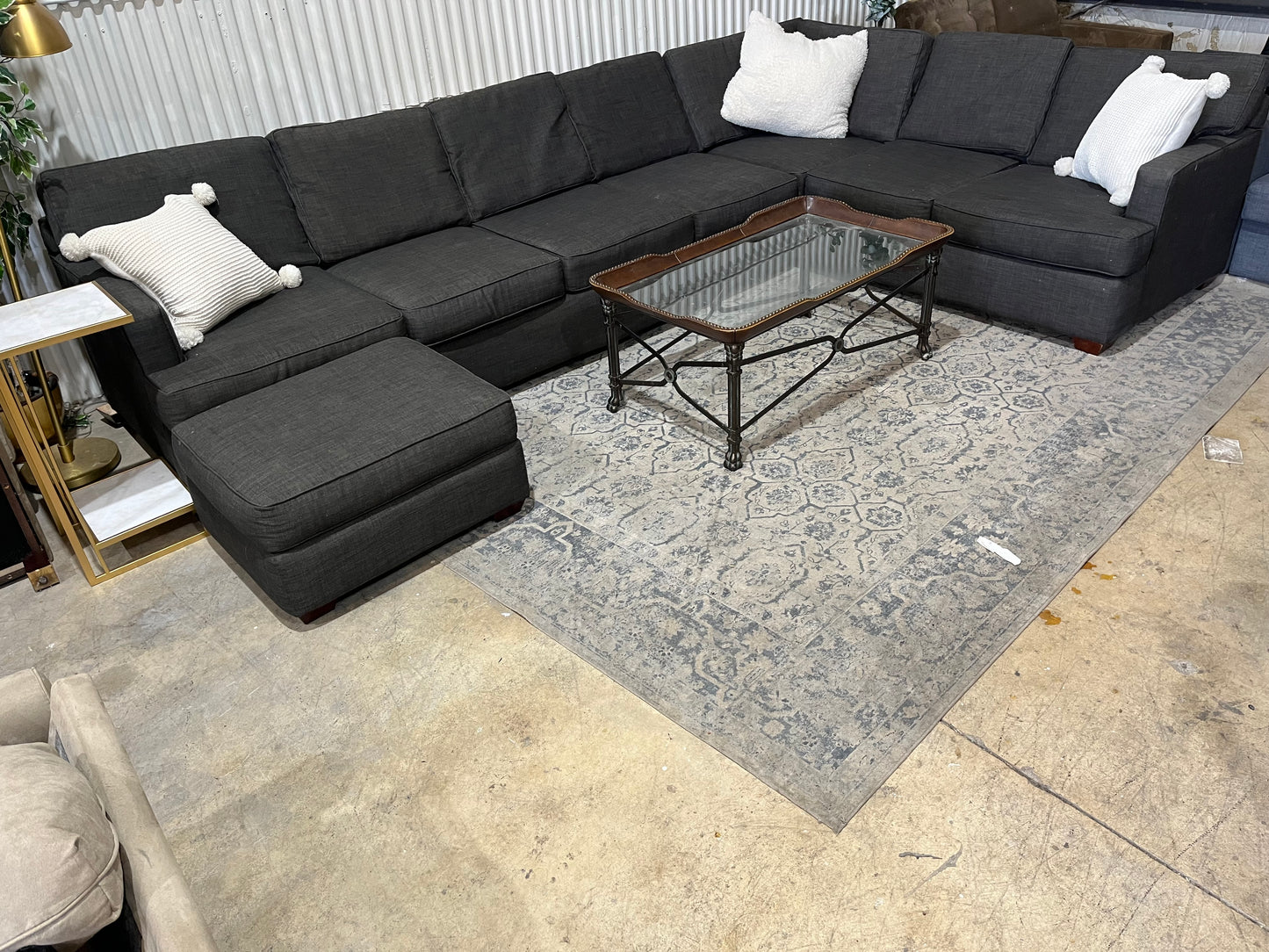 Corner Sectional Sofa Couch - 4pcs - Ottoman/Chaise - Walter E. Smithe Brand