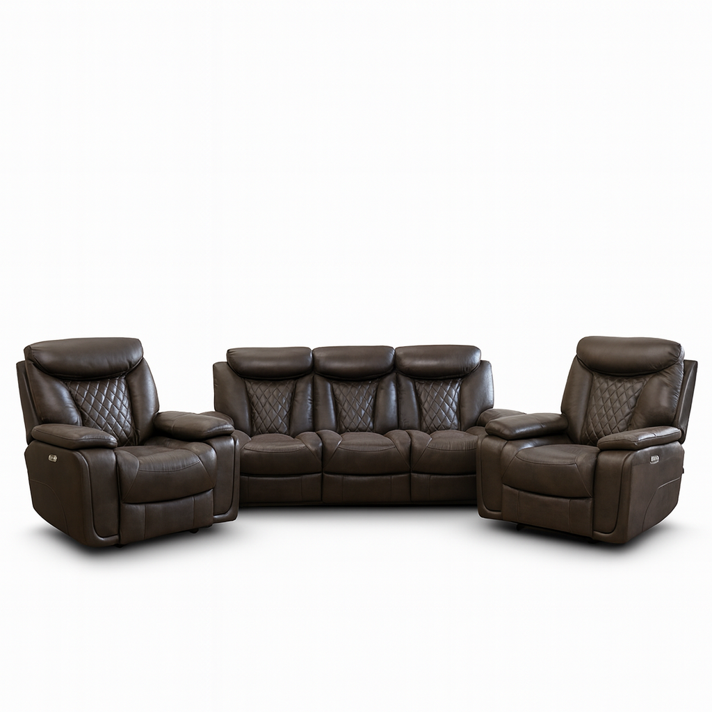 New Open Box 3 Piece Power Living Room Leather Recliner Set