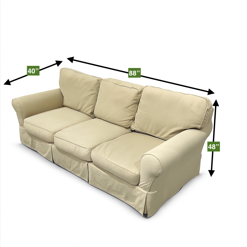 Pale Yellow Slip Cover Couch - Washable