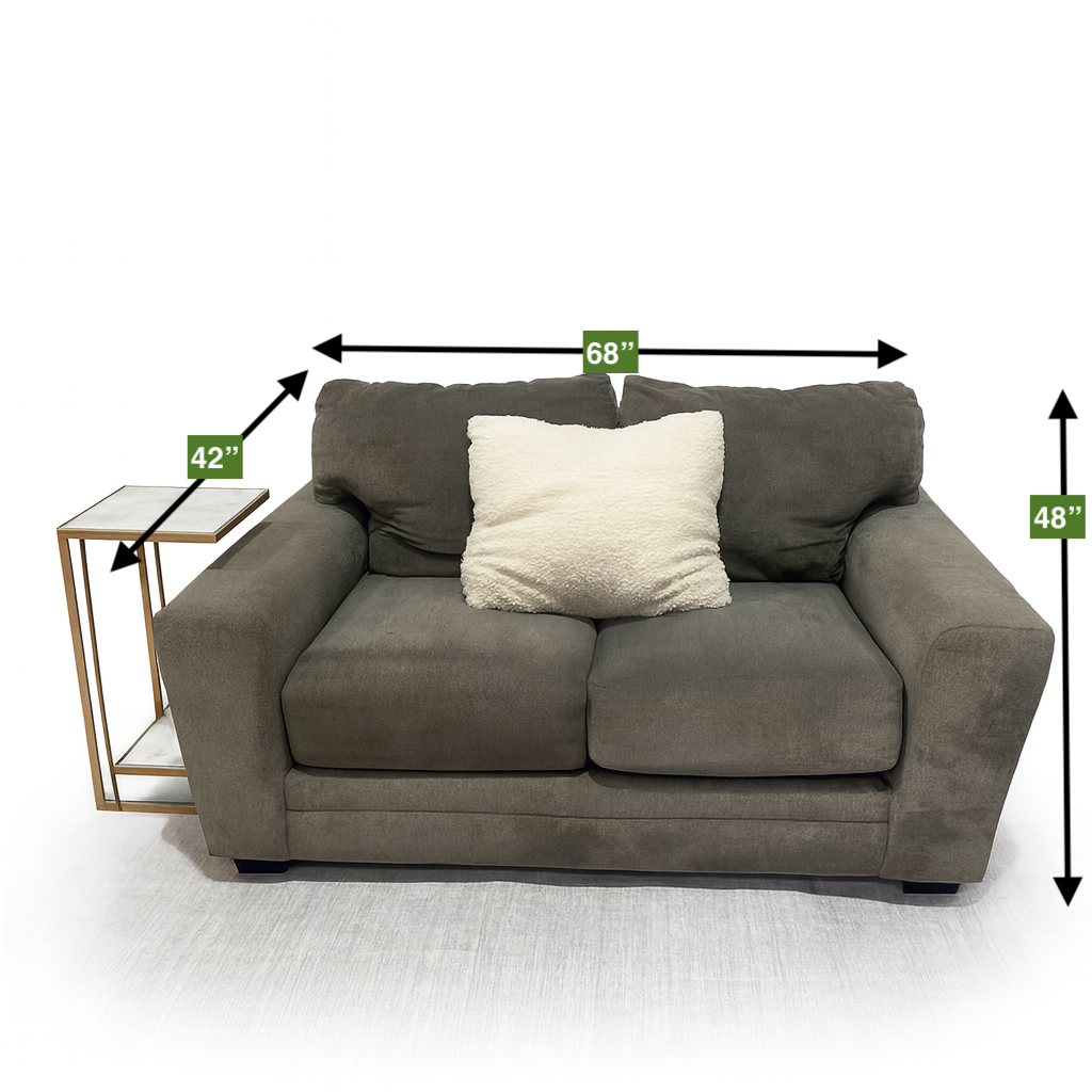 Deep Seat Grey Apartment Sized Sofa Love Seat