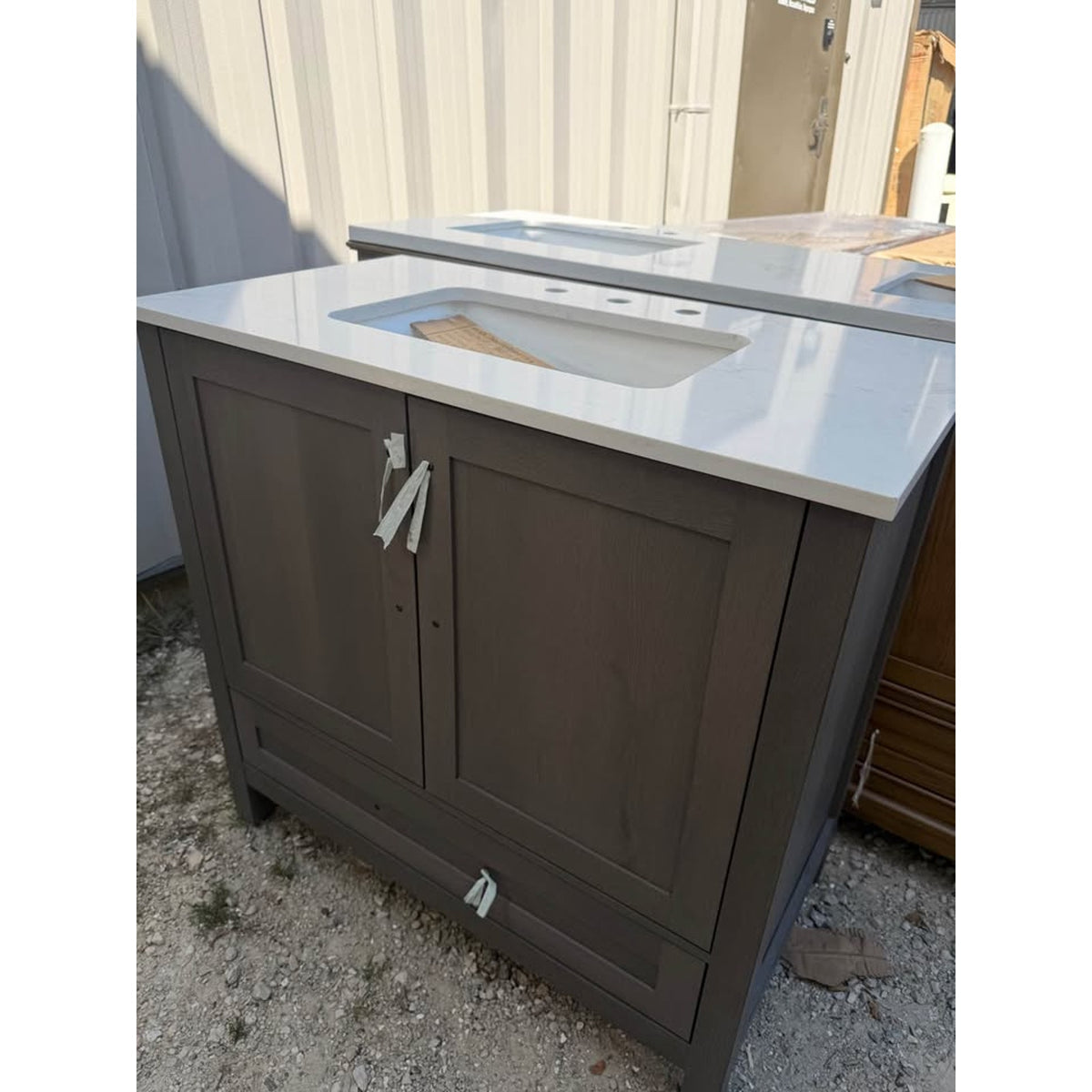 New 36” Grey Bathroom Vanity w/ White Stone Top – Open Box - Delivery Available