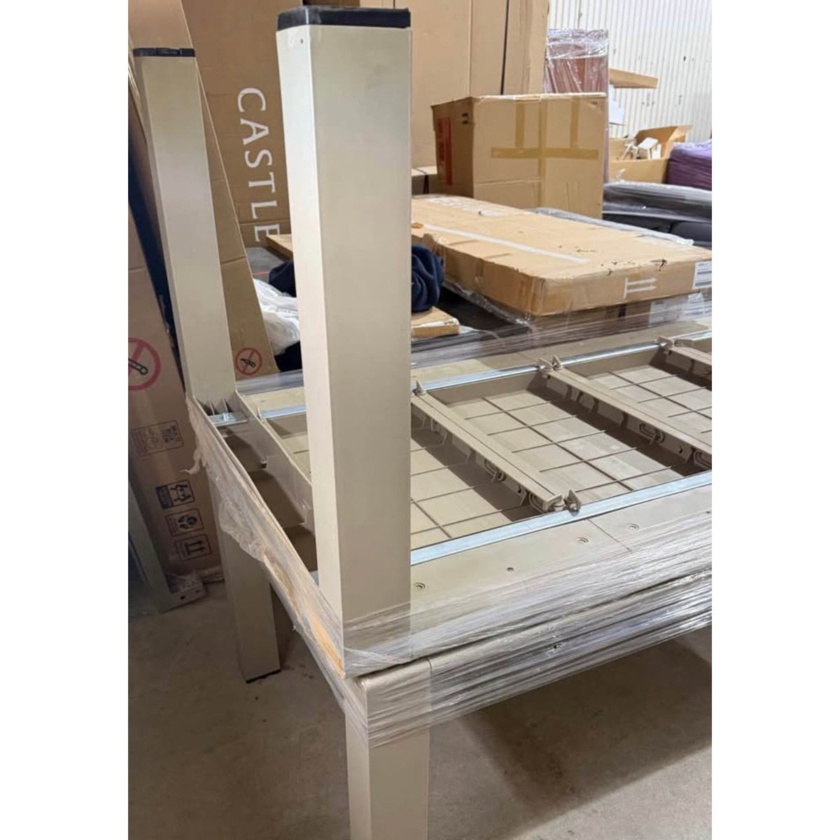 Allmodern Outdoor Patio Set 7pcs - Taupe/Sand Color - 6 Stackable Chairs - $1600 Retail - Delivery