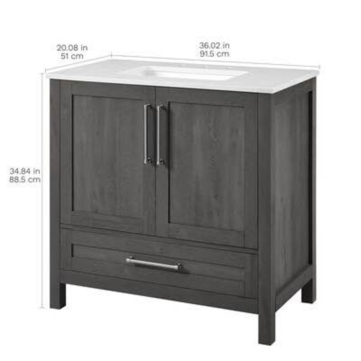 New 36” Grey Bathroom Vanity w/ White Stone Top – Open Box - Delivery Available