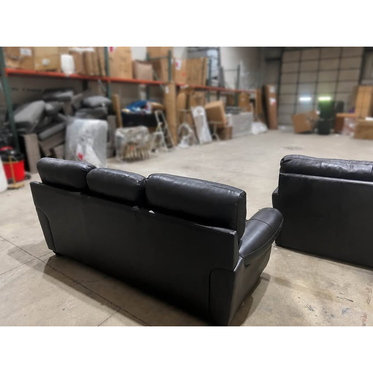 New Genuine Leather 3 Seat Sofa w/ Nailhead Trim – New Open Box – Delivery Available