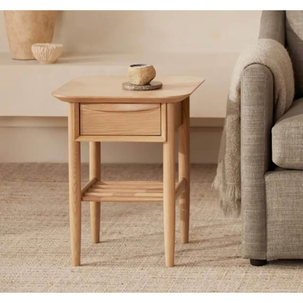 Article | Storage Side Table / Nightstand | Lenia - White Oak | Delivery Available