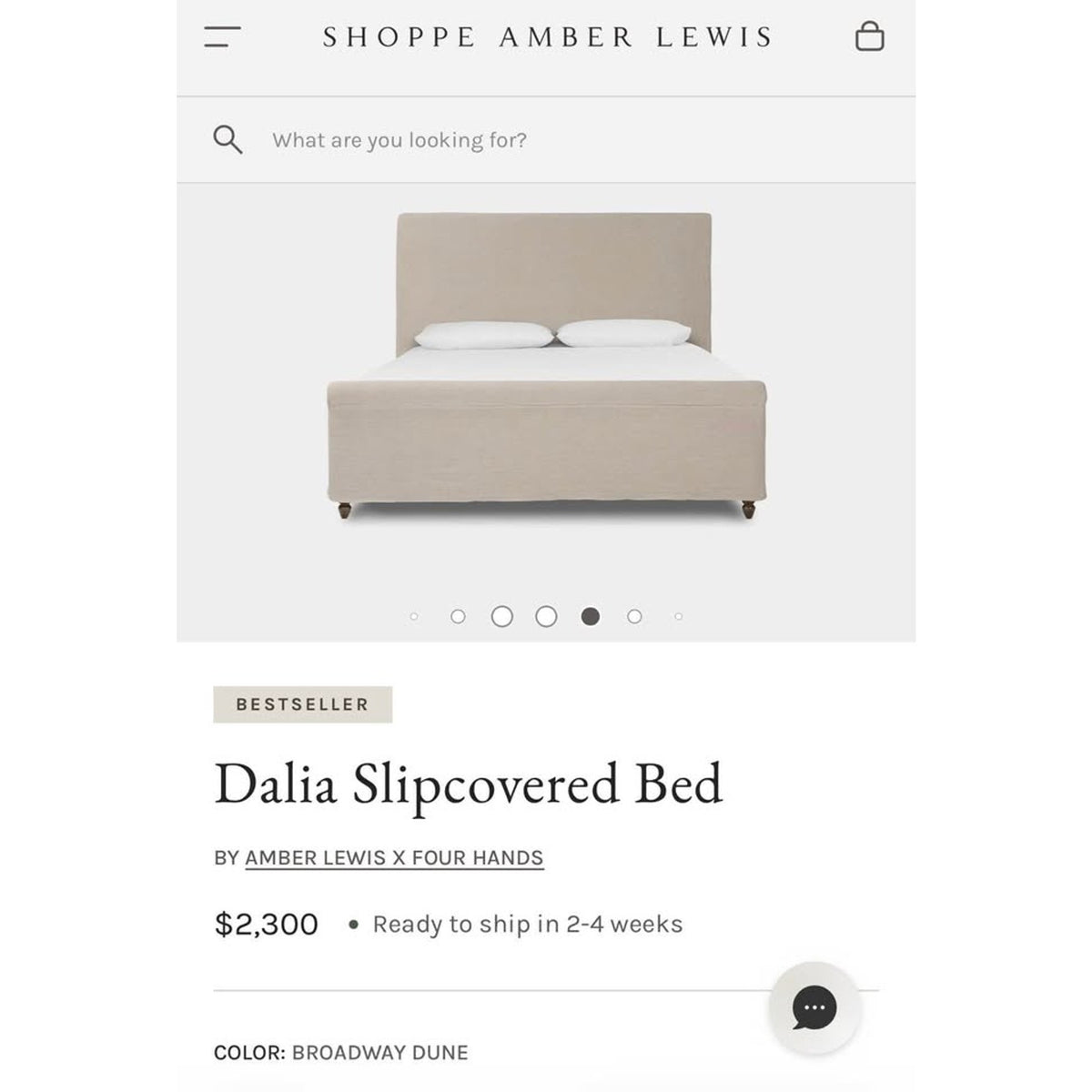 New Amber Lewis x Four Hands Dalia Queen Slipcovered Bed – $2,299 Retail – New Open Box - Delivery