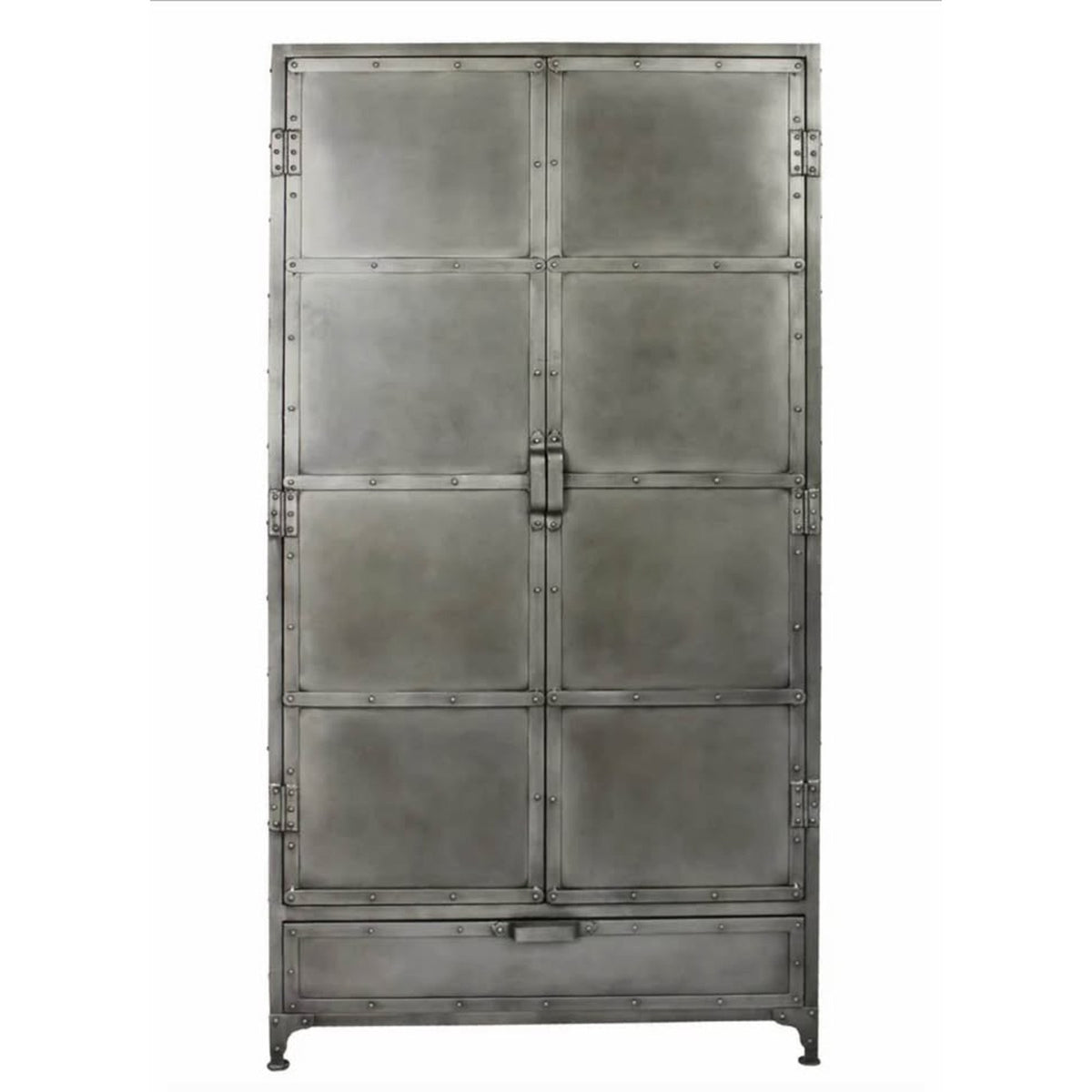72” Industrial Silver Iron Wardrobe Cabinet / Dresser | Retail $5,705 | Delivery Available!