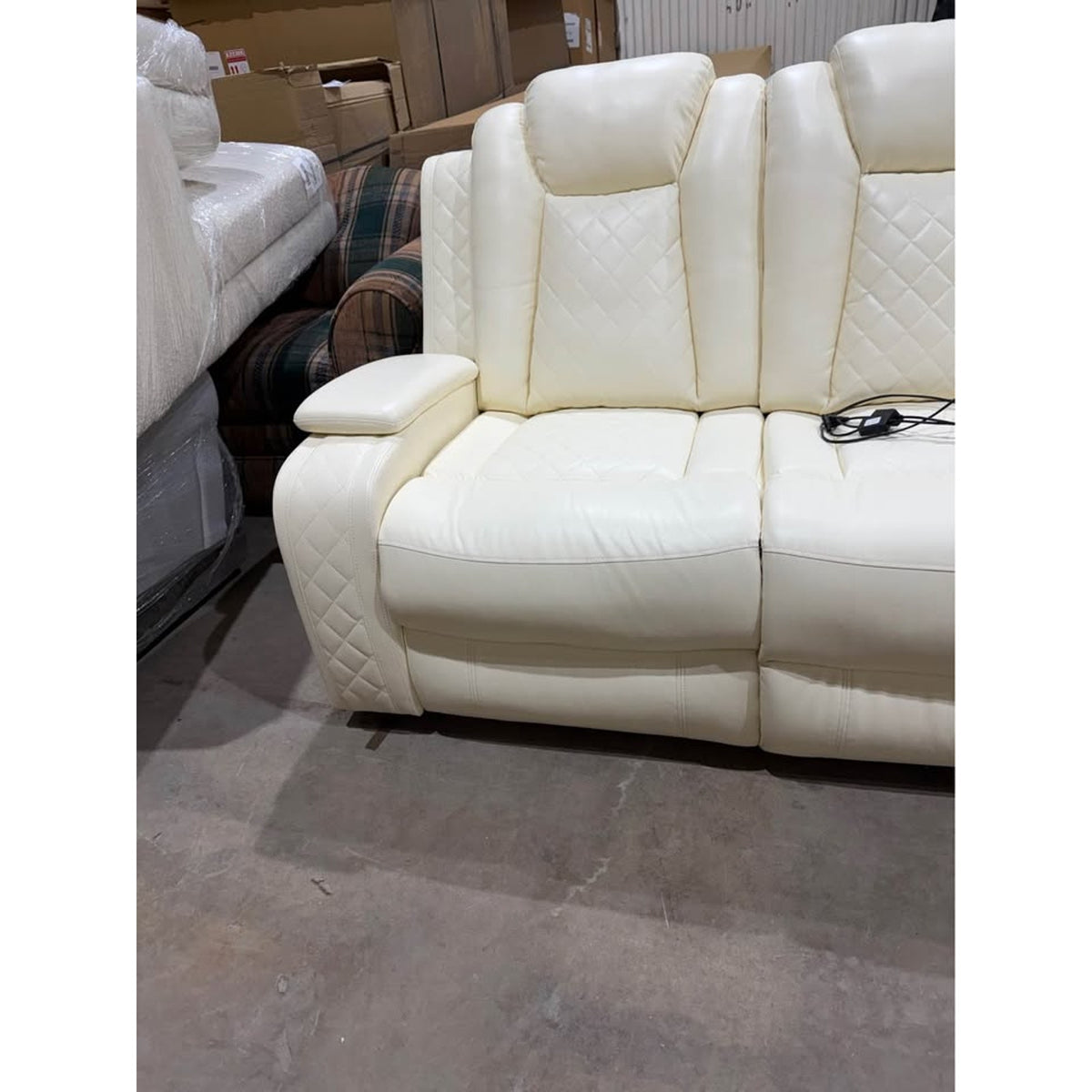 White Faux Leather Sectional Sofa Couch - 3pcs - Electric Recliners - New “open box” - Delivery Available