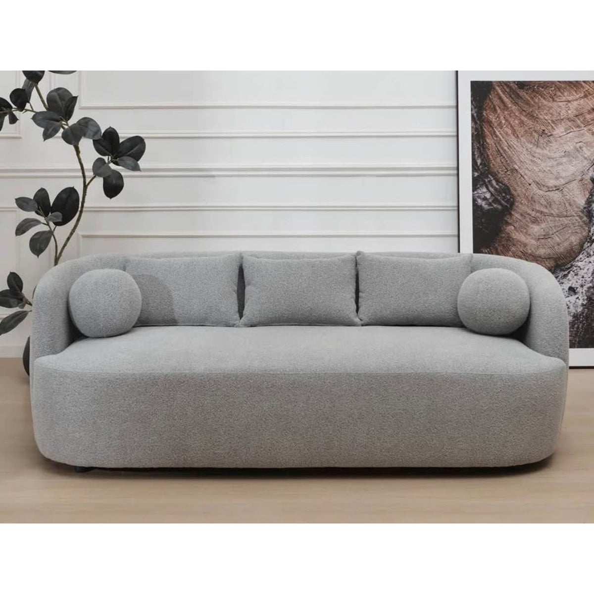 New 85” Modern Sofa – Light Gray Boucle – Retail $1,189 “open box” Wade Logan Brinae Delivery Avail
