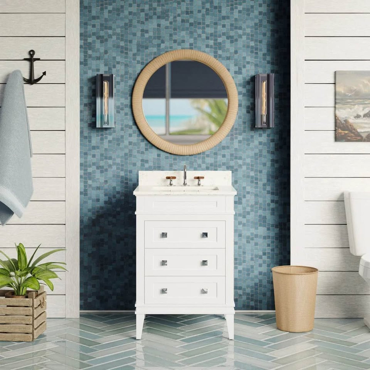 24” Carrara Marble White Bathroom Vanity – $1,049 Retail – Delivery Available