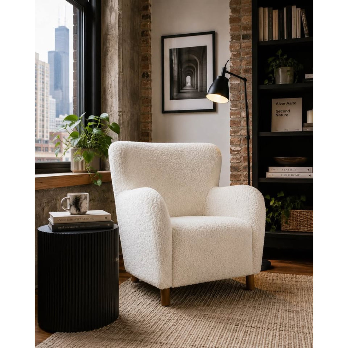 Article Archie Shearling Accent Lounge Chair – White Open Box $700 Retail Delivery Available