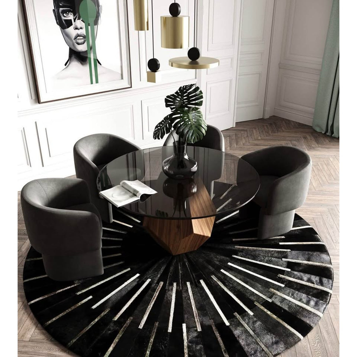 Modrest Rackham 59” Round Smoked Glass Dining Table – $1,739 Retail – Delivery Available