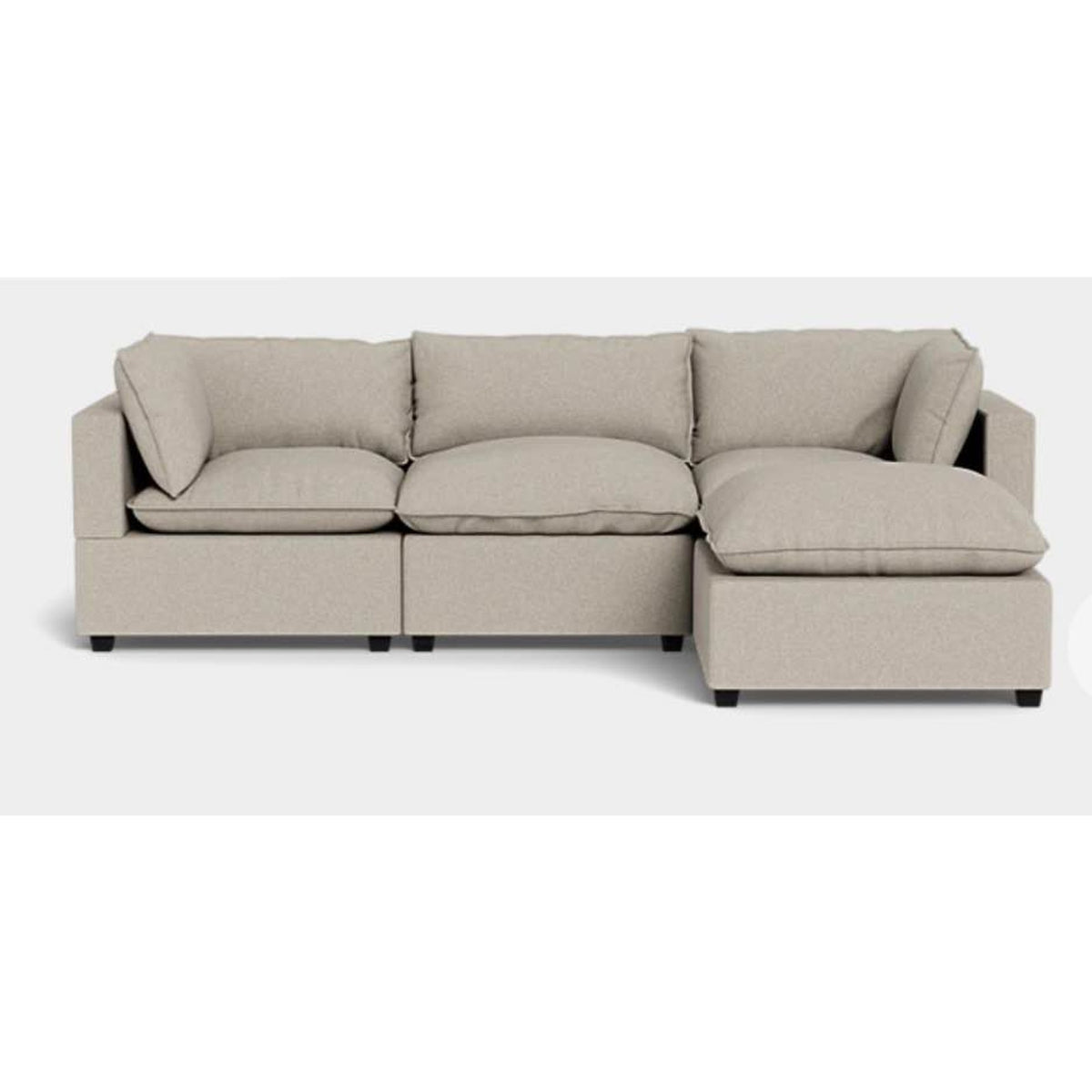 Albany Park Kova Pillow Cushion L-Shape Sectional Sofa | Oatmeal Performance Chenille | 122”