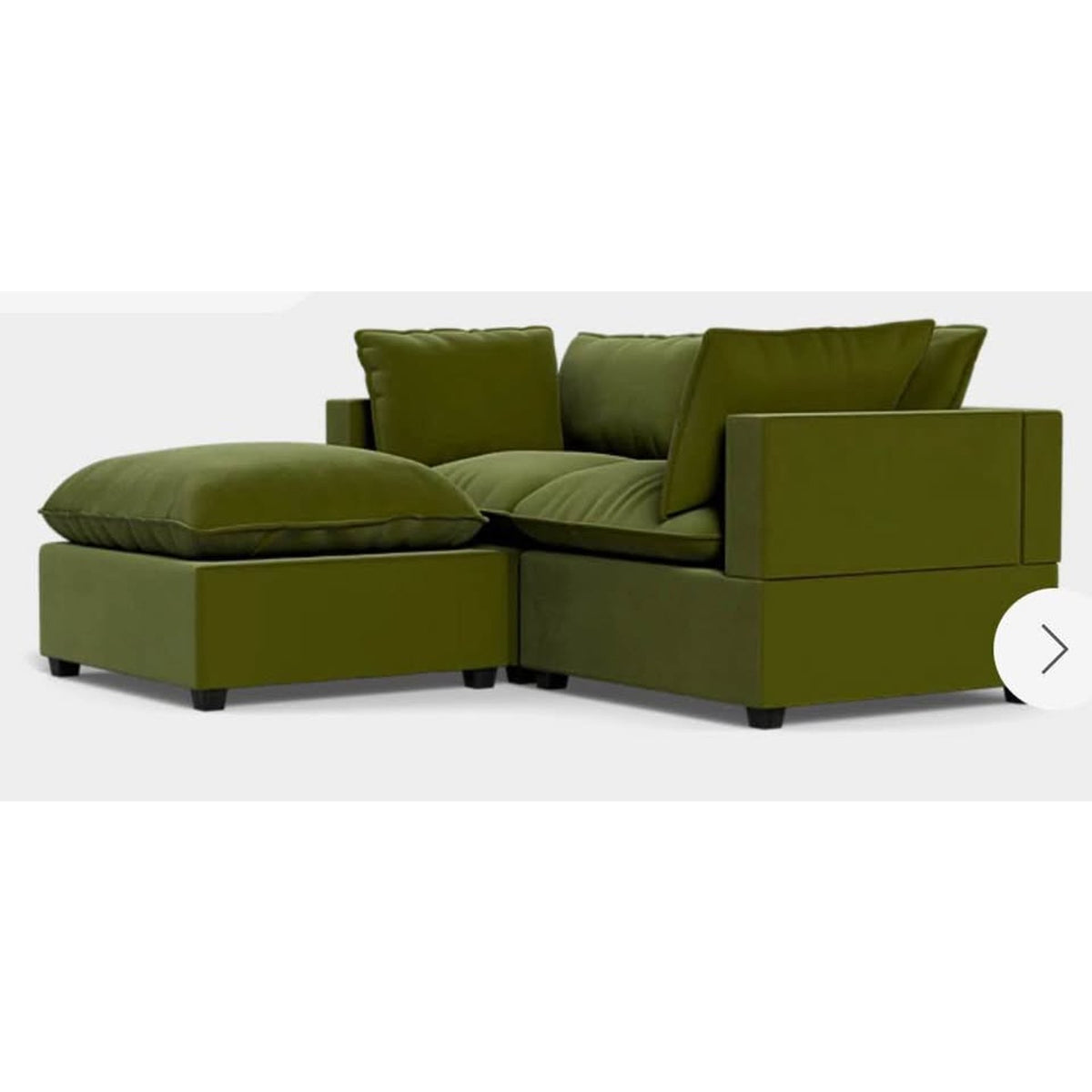 Albany Park Kova Pillow Cushion Sofa + Ottoman | Olive Performance Velvet | 86” Delivery Available