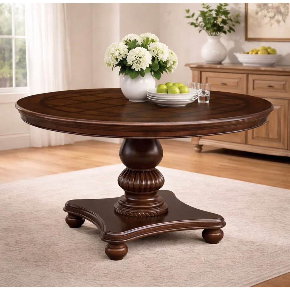 54” Round Pedestal Dining Table – Retail $790 – Delivery Available