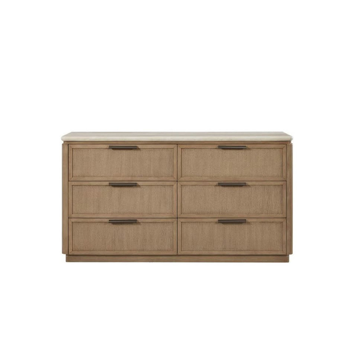 Bernards Trilogy Toffee 6-Drawer Dresser with Faux Stone Top – New Open Box - Delivery Available