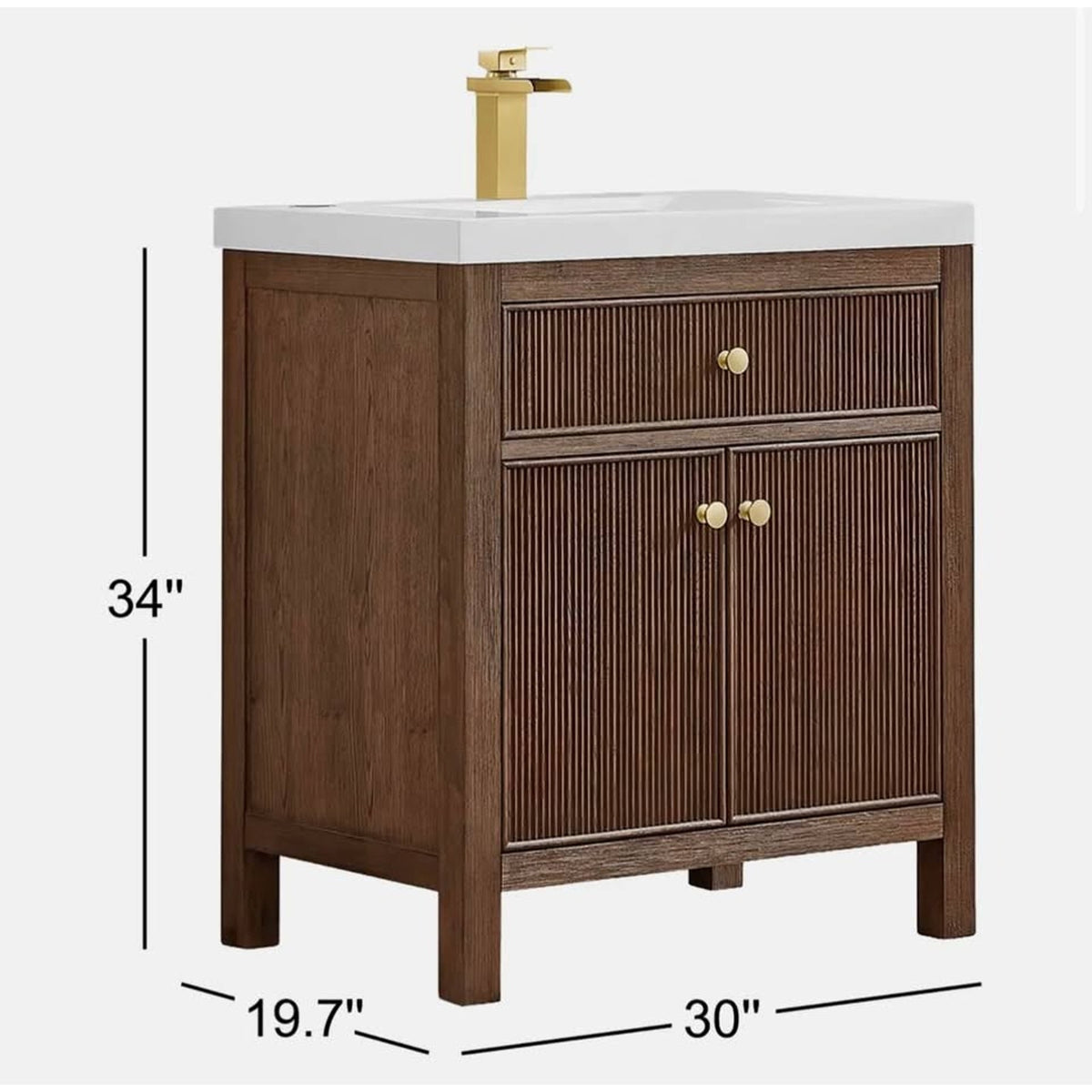 30” Bathroom Vanity - Cracked Top - $1,000 Retail Birch Lane - Dark Wood Base - Delivery Available