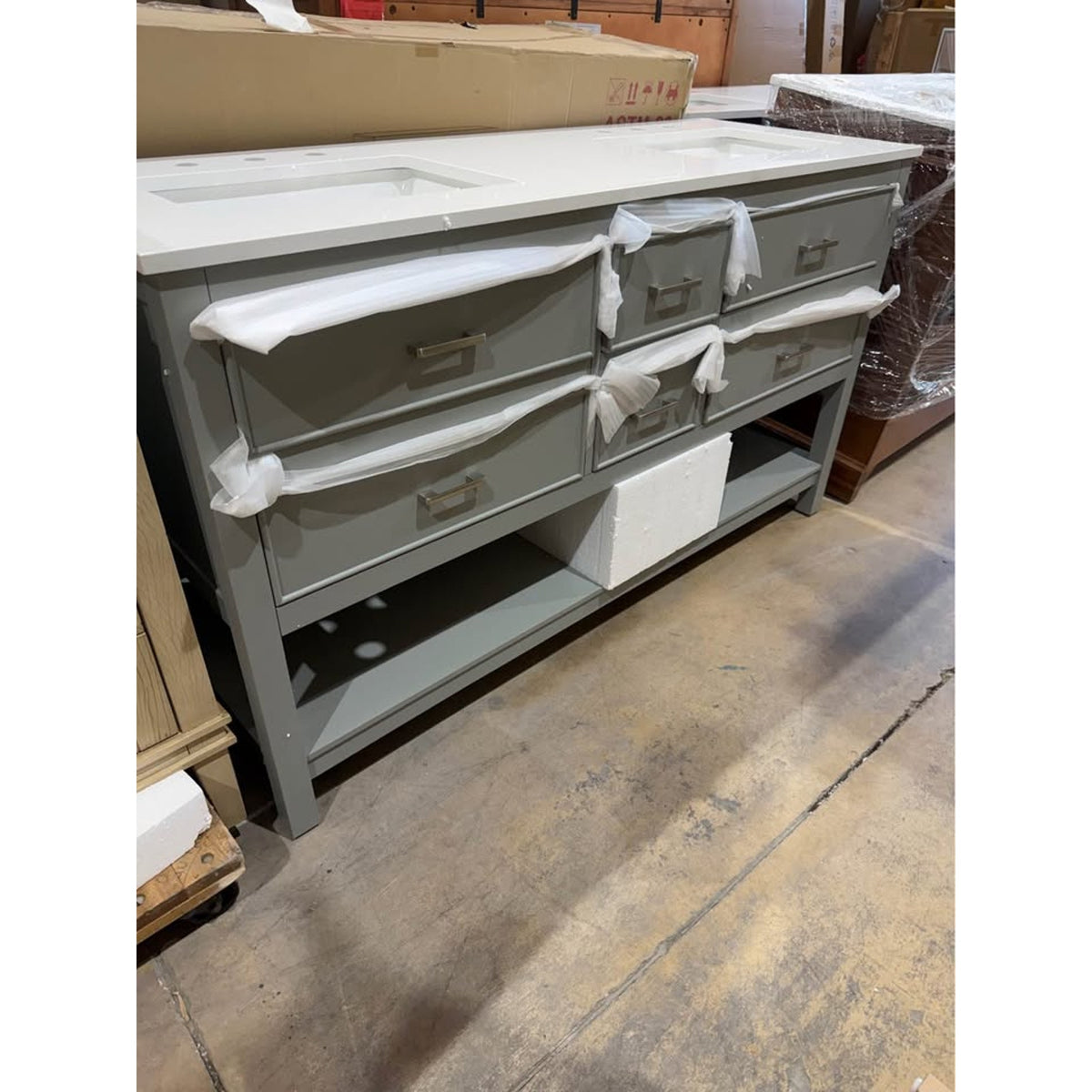 60” Gray Double-Sink Bathroom Vanity – Approx. $1,700 Retail – Delivery Available