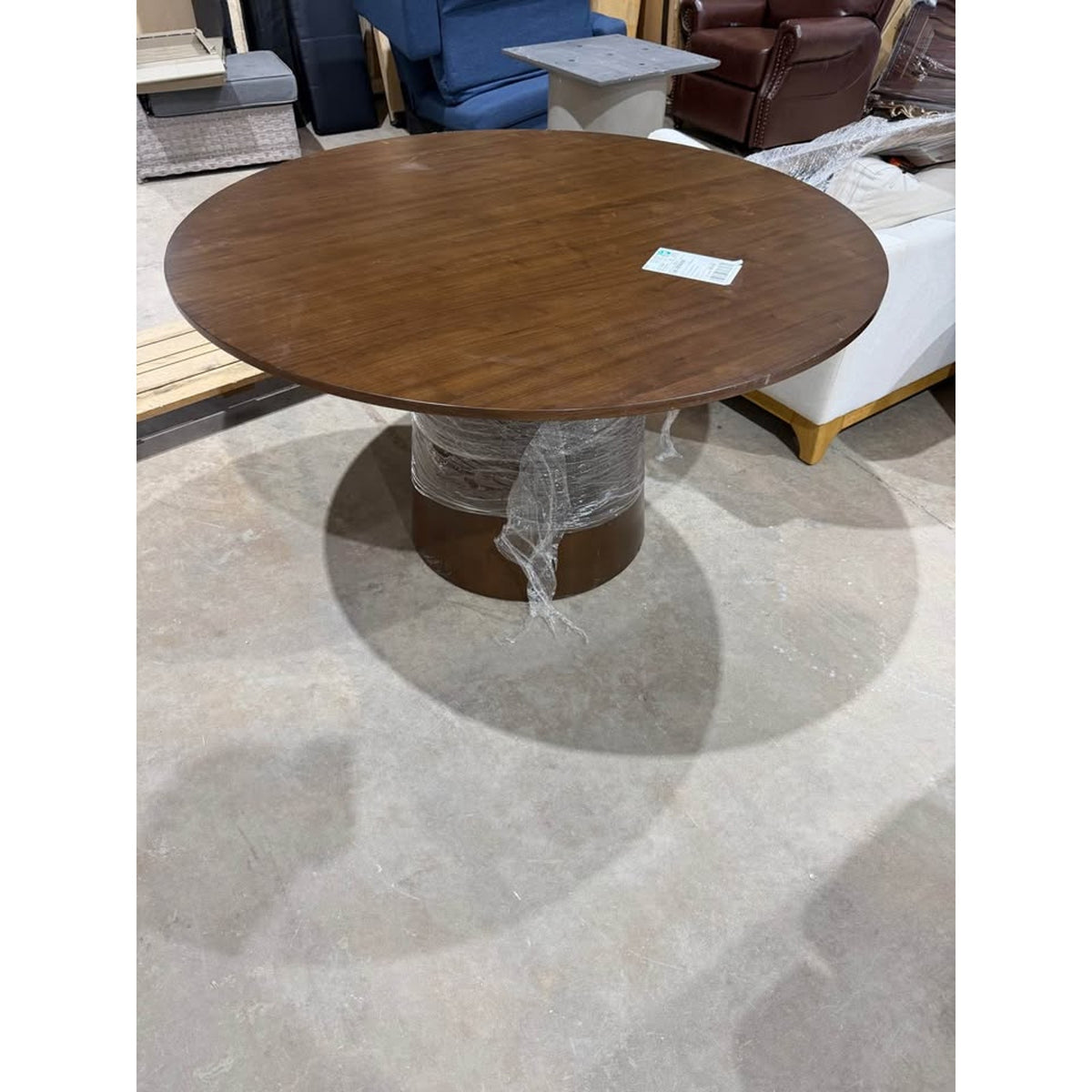 52” Round Walnut Pedestal Dining Table – New Open Box – Modern Design - Delivery Available