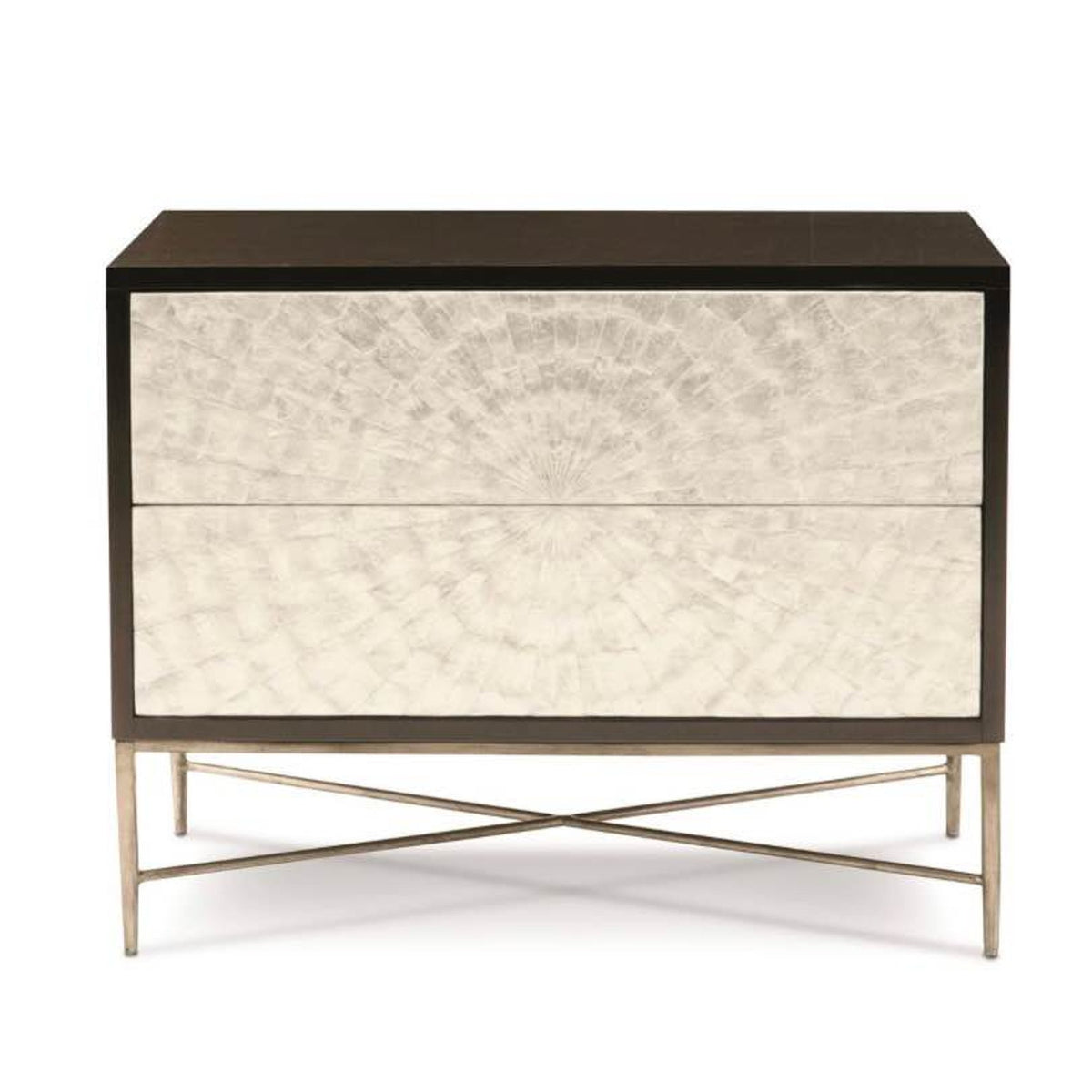 Bernhardt Adagio Bachelor’s Chest / Luxury Nightstand – Capiz Inlay & Brass Base Delivery Available