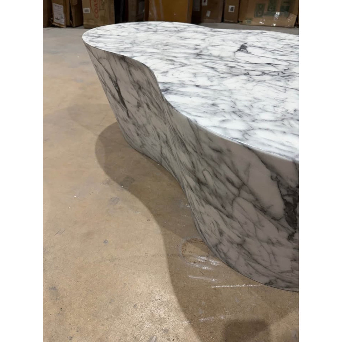 59” Sculptural Cloud Coffee Table | Faux Marble Waterfall Design | Retail $1,299 Delivery Available