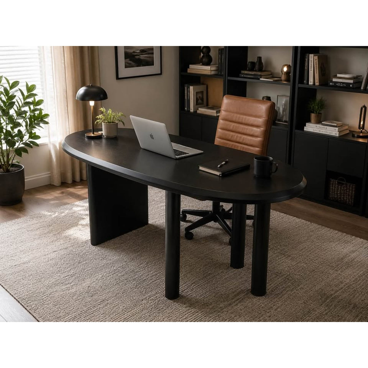 New Modern Black Executive Desk – 70” Contemporary Home Office Desk - Delivery Available