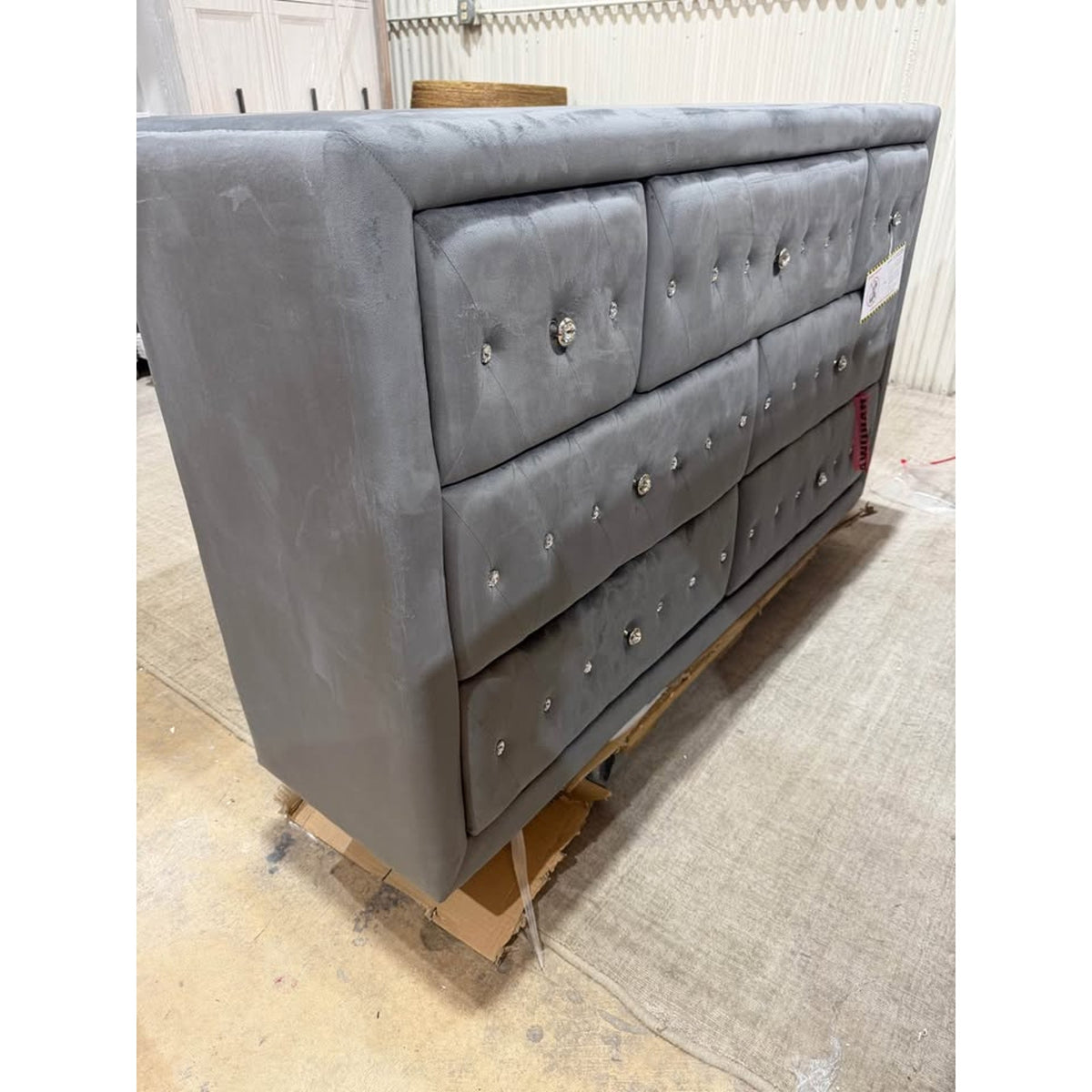 Matrix Furniture Group Sophia Gray Velvet 7-Drawer Dresser – $729 Retail open box - Delivery Avail
