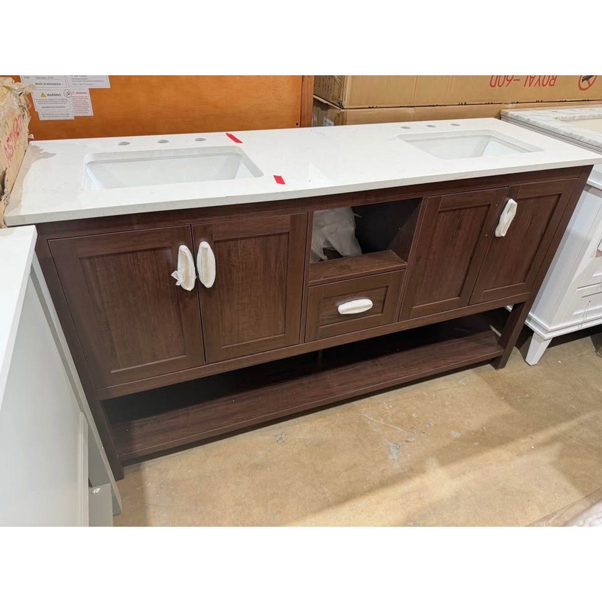 60” Double Sink Bathroom Vanity – Handyman Special – Delivery Available