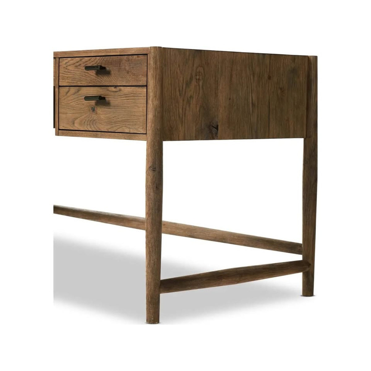 Four Hands Glenview Solid Wood Writing Desk – Weathered Oak Executive Office Desk