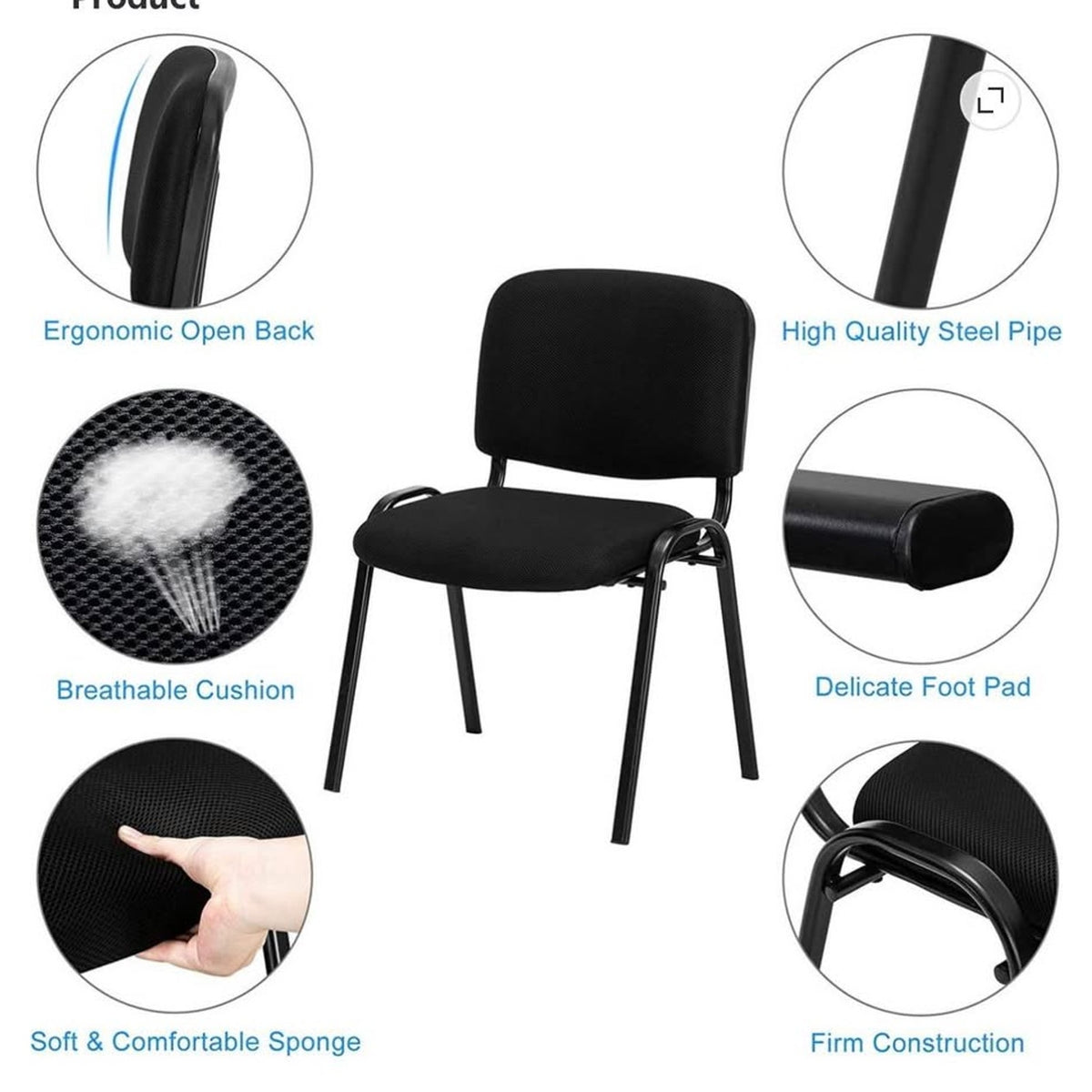 Commercial Black Mesh Waiting Room Lobby Chairs – Set of 12 – New Open Box - Delivery Available