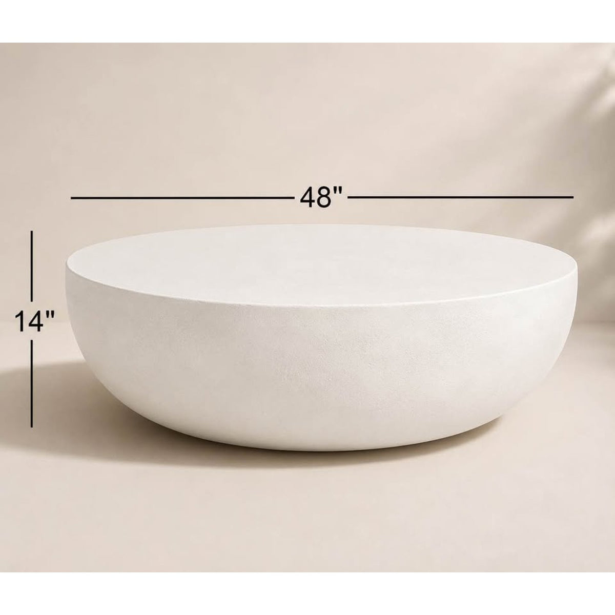 Four Hands Basil 48” Round Outdoor Coffee Table – Matte White | New Open Box - Delivery Available