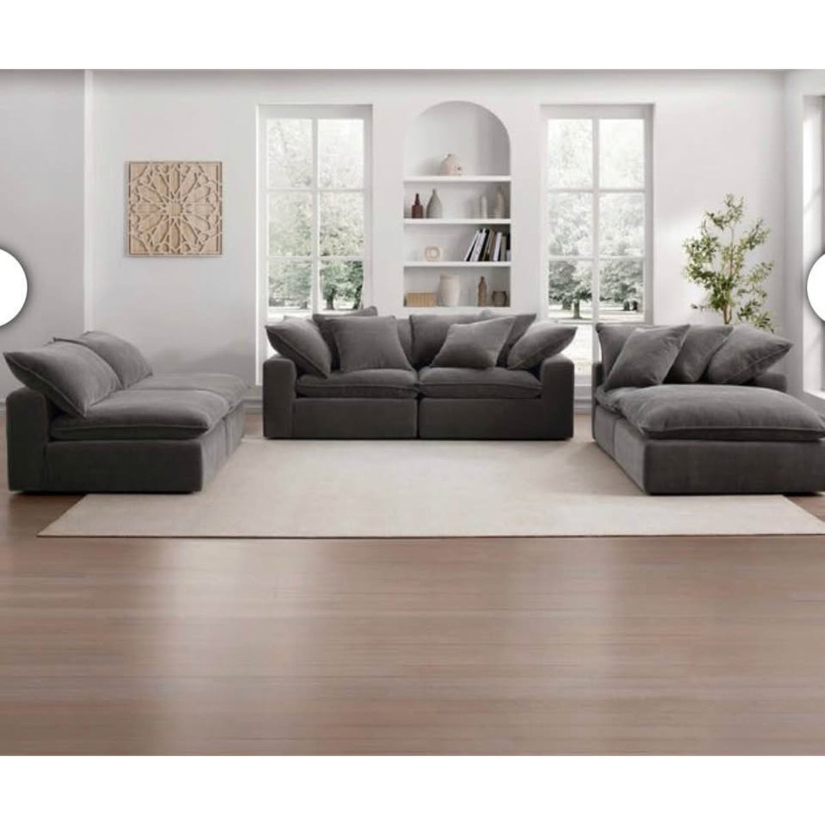 Sereen 6-Piece Modular Sectional Sofa | Dark Gray | Oversized Deep Seat Cloud Style Couch