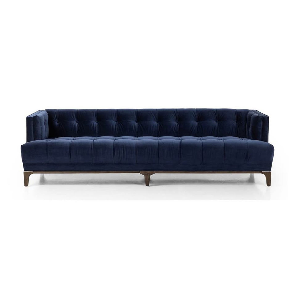 Four Hands Dylan 91” Tufted Tuxedo Sofa in Sapphire Navy Velvet – $2099 Retail - Delivery Available